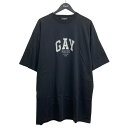 【中古】BALENCIAGAGAYロゴ刺繍Tシャツ ブラック サイズ:XS【価格見直し】(4)