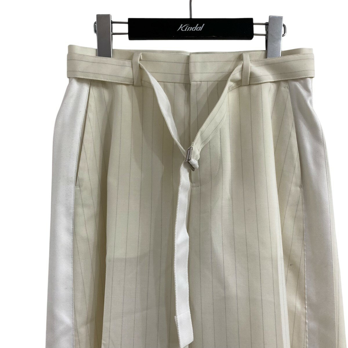 【中古】sacai　ベルテッドストライプパンツ アイボリー サイズ：1 【060425】（サカイ）