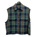 【中古】uru WOOL CHECK SHIRTS VEST ウールチェックシャツベスト グリーン×ブラウン×ホワイト サイズ:2 【070425】(ウル)