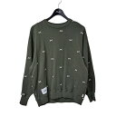 【中古】WTAPS 22AW Acne Sweater Cotton クロスボーン刺繍スウェットトレーナー 222ATDT-CSM25 オリーブ サイズ:01 【080425】(ダブルタップス)(4)