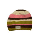 【中古】AMBERGLEAM Cotton Summer Knit TAM ボーダーニット帽 1179141322 ブラウン×オリーブ×ピンク サイズ:Free 【090425】(アンバーグリーム)(4)