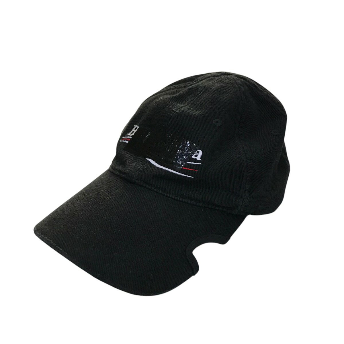 【中古】BALENCIAGA「Gaffer Cap」 テープロゴキャップ 719364 ブラック サイズ:M【価格見直し】
