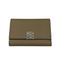 【中古】LOEWE アナグラム トライフォールド ウォレット 3つ折り財布 C821TR2X02 ベージュ 【120425】(ロエベ)