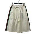 【中古】GUCCI ナイロンハーフパンツ 678653 ホワイト×グリーン×レッド サイズ:XS 【140425】(グッチ)