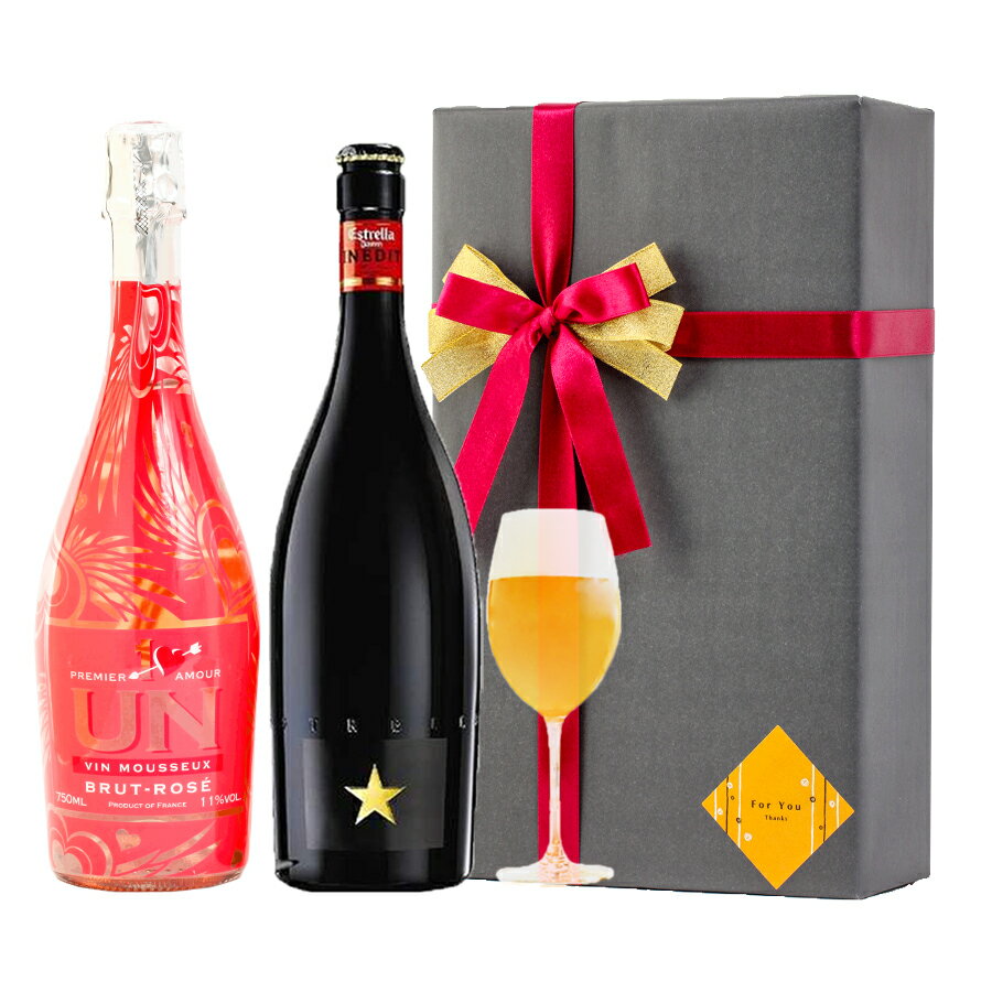 プレゼント ラッピング お酒 おしゃれ ギフト イネディット アン プルミエ アムール ブリュット ロゼ 光るボトル LED付 ルミナス 2本セット 高級 ビール 金賞 飲み比べ スパークリングワイン #gift107R alc