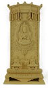 木彫仏 仏像 柘植 彫刻 浮き彫り 在家供養 仏具セット 法要 真言宗 位牌 大日如来像 レリーフ型 真言宗智山派三尊 6.5寸 お守り きれい サイズ 19....