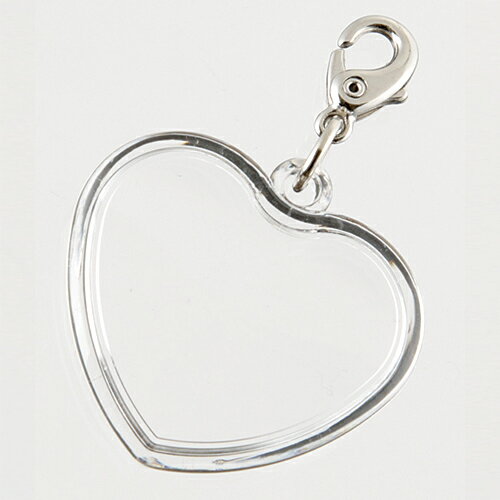 【ハメパチ】自分で作るオリジナル写真キーホルダー 手作りキット ハート形 21x25mm フックホルダー 50個入り　[D:N]