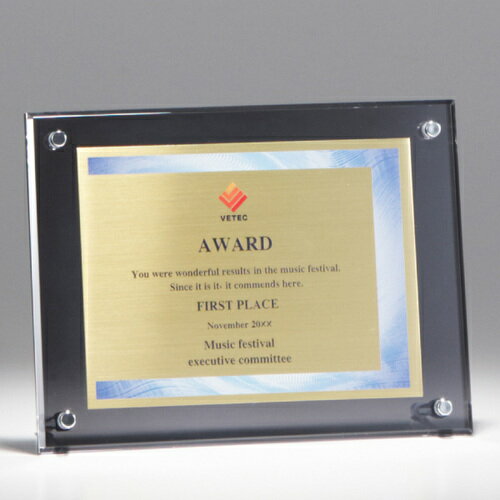 アルミ表彰板付アクリル楯 A29-02B ★高さ200mm