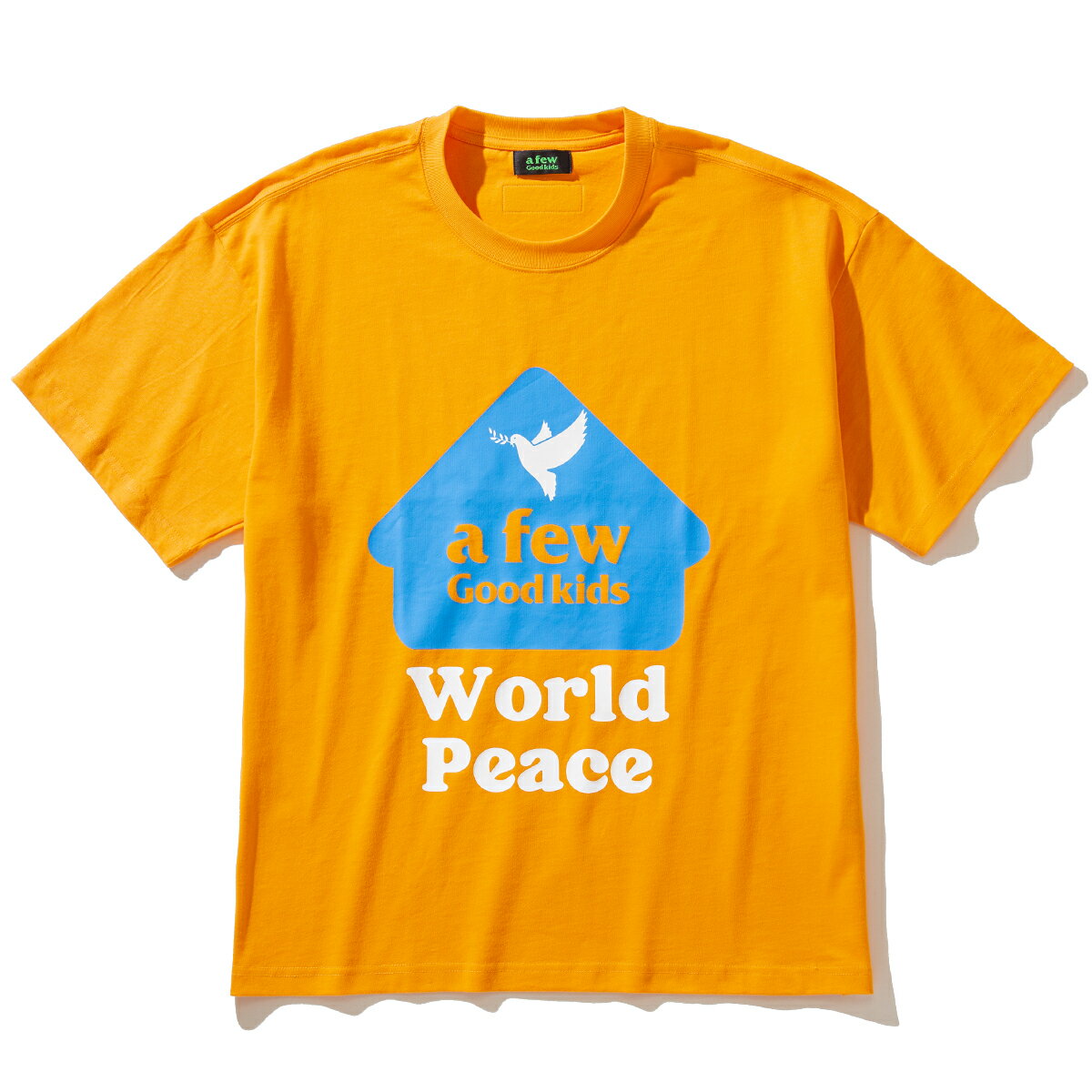 A FEW GOOD KIDS WORLD PEACE TEE(ORANGE)(アフューグッドキッズ ワールド ピース ティー)【メンズ】【半袖Tシャツ グラフィック ロゴ オレンジ 】【22SS】