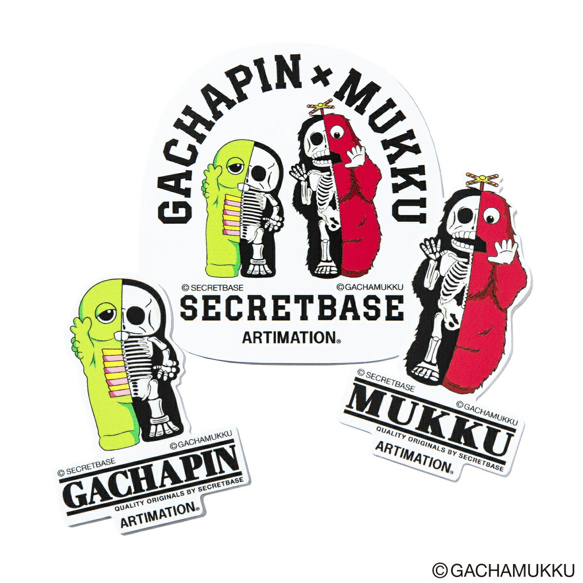 ARTIMATION＜GACHAPIN MUKKU X ARTIMATION X SECRET BASE＞ G M STICKER SET(MULTI)(アーティメーション ＜ガチャピン ムック×アーティメーション×シークレット ベース＞G M ステッカーセット ガチャムク グッズ)【メンズ レディース】【23FW】