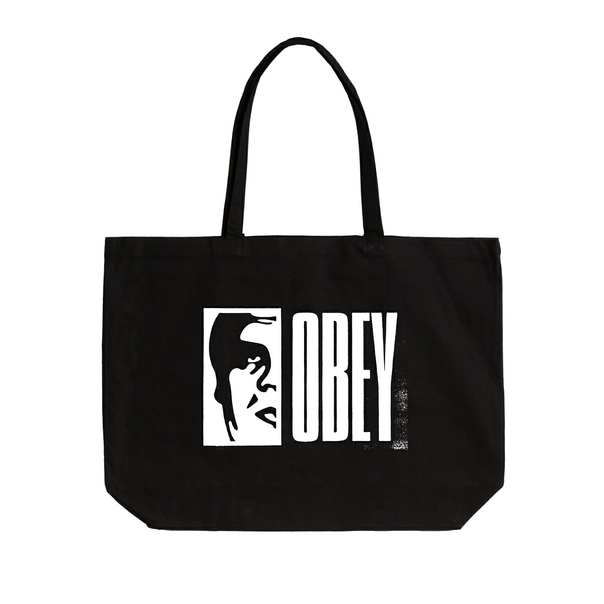 【30%OFF】OBEY HALF ICON JUMBO TOTE(BLACK)(オベイ ハーフアイコン ジャンボ トート)【メンズ】【鞄 トートバッグ グラフィック シンプル】【25SS】