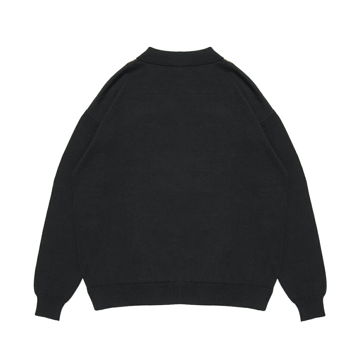 【ラスト1点】【20%OFF】APPLEBUM Knit Polo Shirt(Black)(アップルバム ニット ポロシャツ)【メンズ レディース】【長袖 チェック】【24FW】