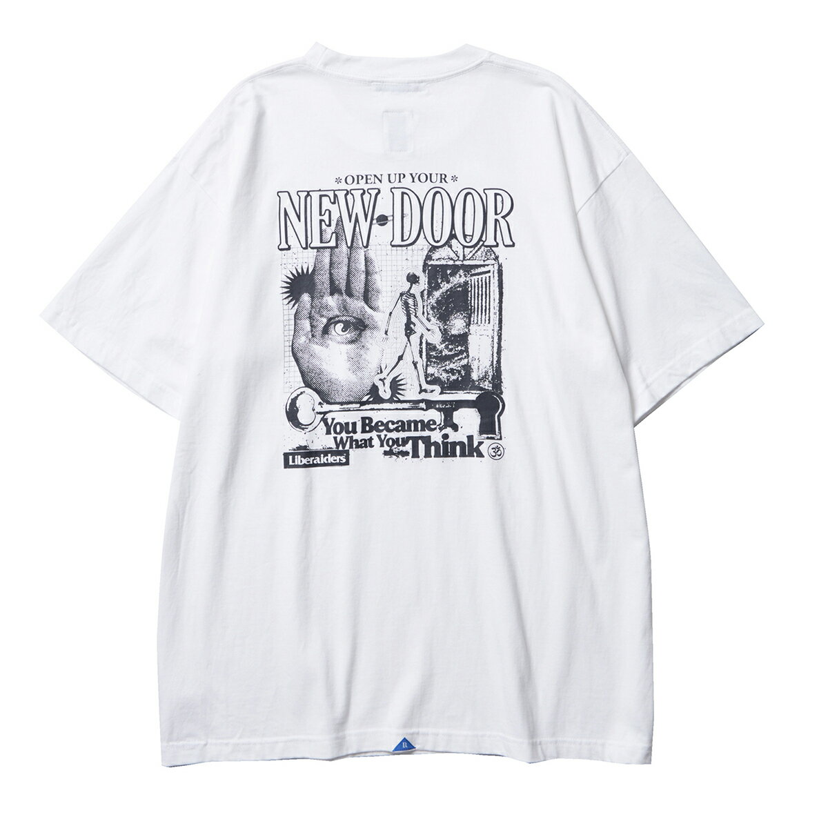 【pt10倍 5/4まで】Liberaiders NEW DOOR TEE(WHITE)(リベレイダース ニュー ドア Tシャツ)【メンズ】【半袖Tシャツ 天竺 グラフィック ヴィンテージ風】【25SS】