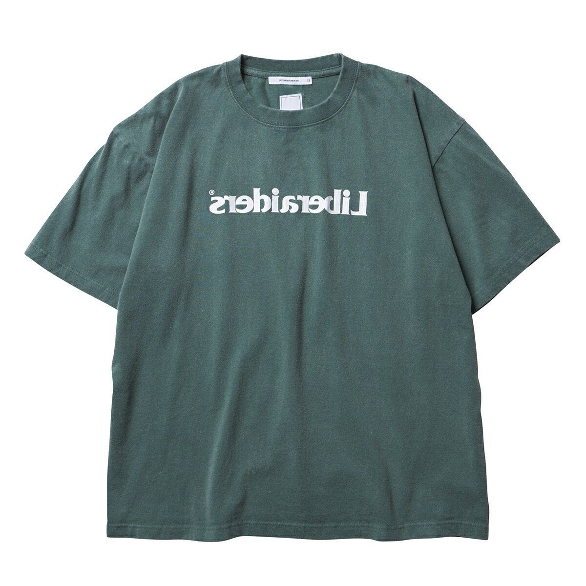 Liberaiders MIRROR LOGO TEE(GREEN)(リベレイダース ミラー ロゴ ティー)【メンズ】【半袖Tシャツ ヴィンテージ風 ロゴ 反転】【25SS】