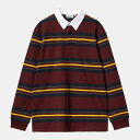 カーハート シャツ メンズ 【500円OFFクーポン 5/6まで】Carhartt WIP L/S Oregon Rugby Shirt(StarcoStripeBordeaux)(カーハート WIPロングスリーブ オレゴン ラグビー シャツ)【メンズ レディース】【ラグビーシャツ ボーダー】【23FW】