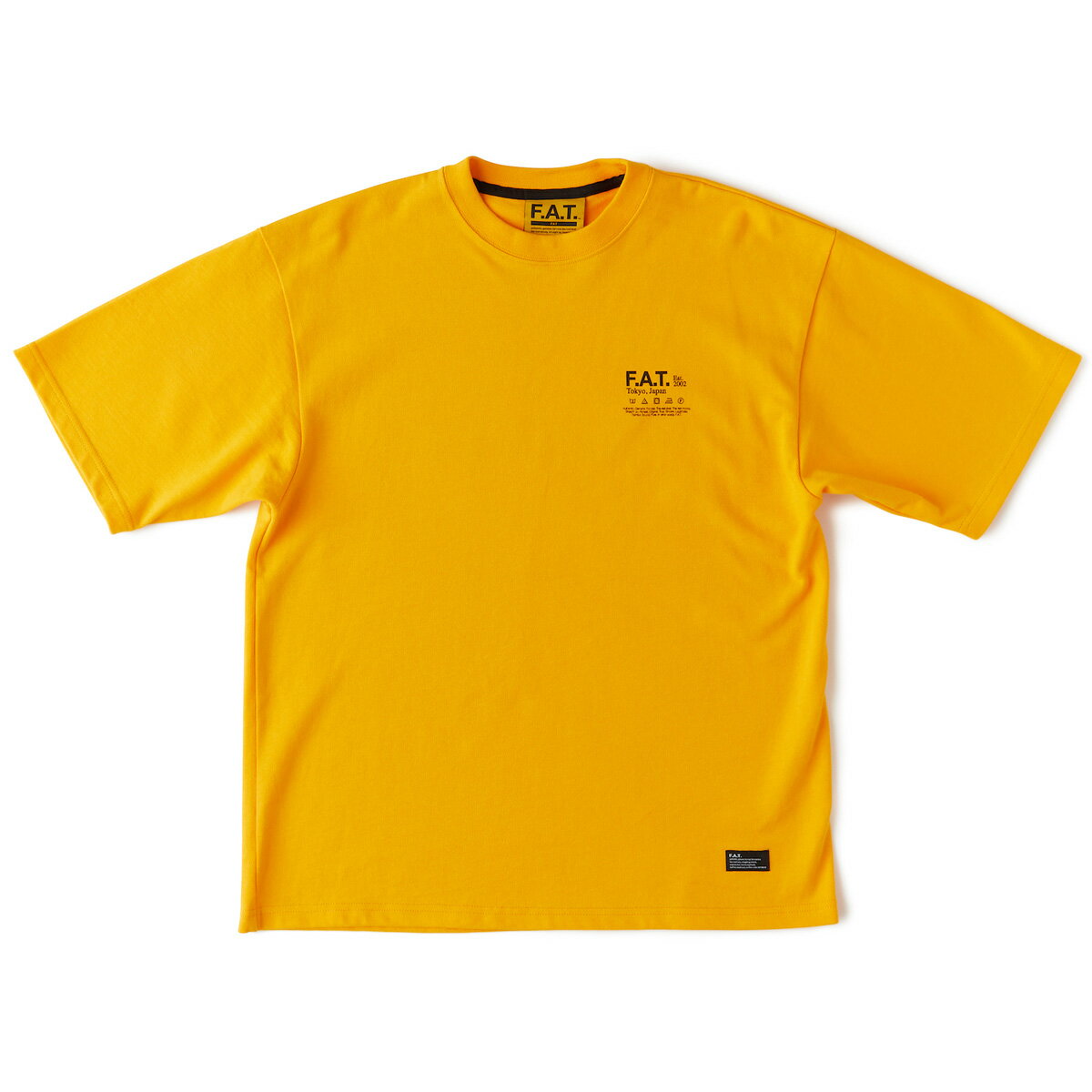 【ラスト1点 サイズ:M】FAT LABELMENT(YELLOW)(エフエーティー レーベルメント)【メンズ】【半袖Tシャツ カットソー バックプリント 厚手 ビッグシルエット】【23SS】