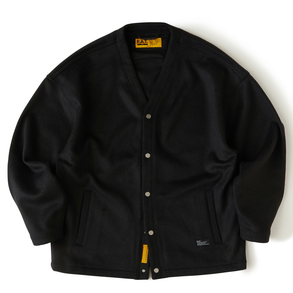 【ラスト1点 サイズ:JUMBO(XXL)】F.A.T BEAVEGAN(BLACK)(エフエイティー ビーブガン)【メンズ レディース】【カーディガン ウール シンプル スナップボタン】【23FW】