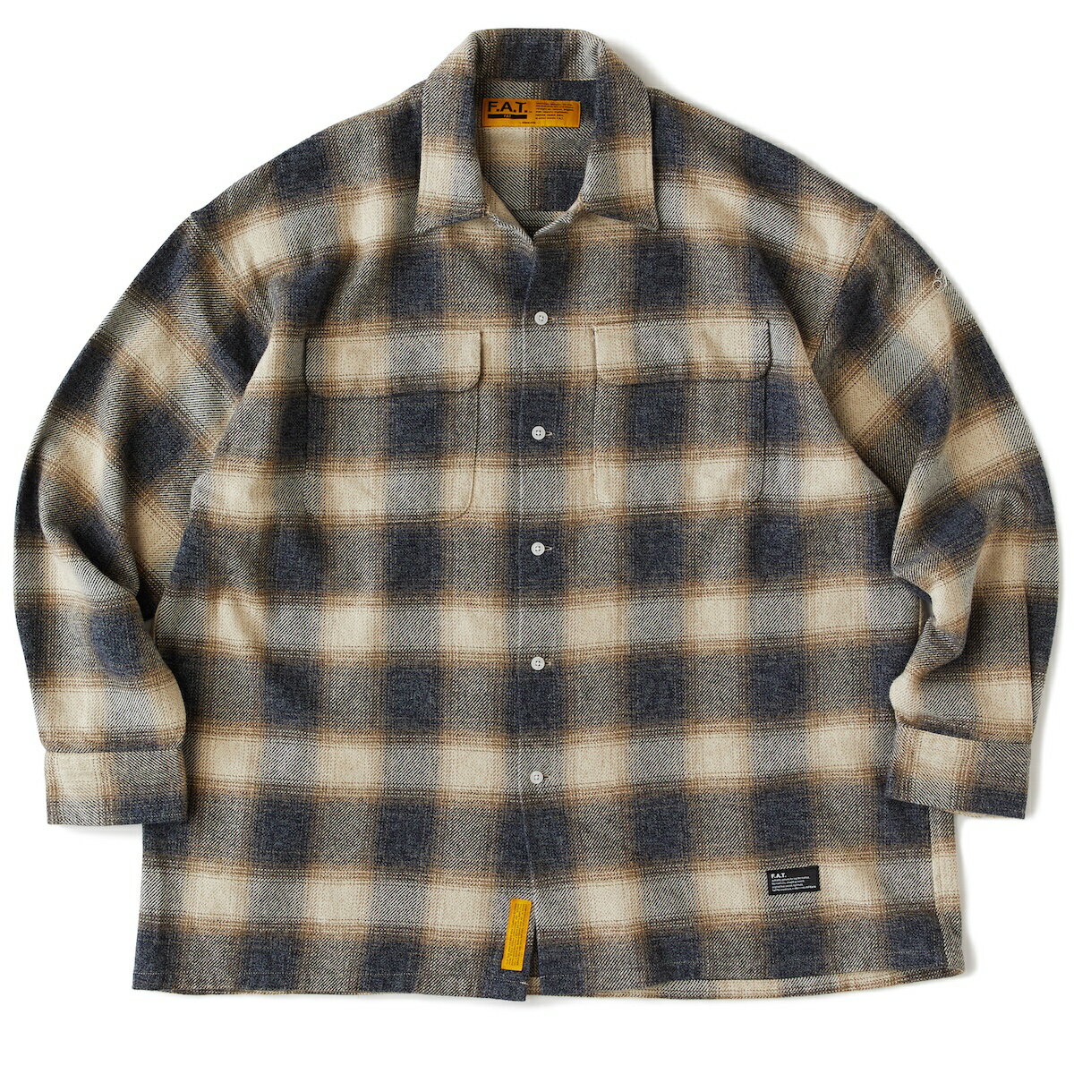 【ラスト1点 サイズ:JUMBO(XXL)】FAT NELOREAN(BROWN)(エフエーティー ネロリアン)【メンズ】【長袖シャツ ネルシャツ ワークシャツ ビックシルエット チェック】【24SS】