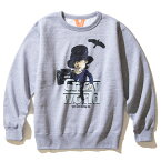 【ラスト1点 サイズ:XL】FLATLUX Insanity Crewneck(HEATHER GREY )(フラットラックス インサニティ クルーネック)【メンズ】【スウェット クルースウェット プリント 裏起毛】【22AW】