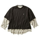 【500円OFFクーポン 5/6まで】FLATLUX Sync layered Cutsew(DARK GREY)(フラットラックス シンク レイヤード カットソー)【メンズ レディース】【ルーズシルエット 重ね着 レイヤー 日本製】【23SS】