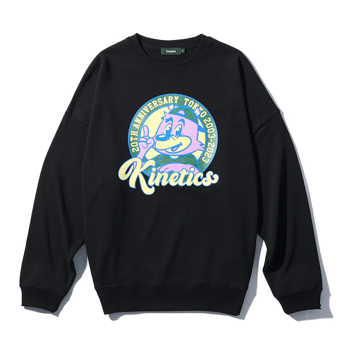 KINETICS SQUAD CREW SWEAT(BLACK)(キネティクス スクアッド クルー スウェット)【メンズ レディース】【長袖 スウェット フロントプリント】【23FW】