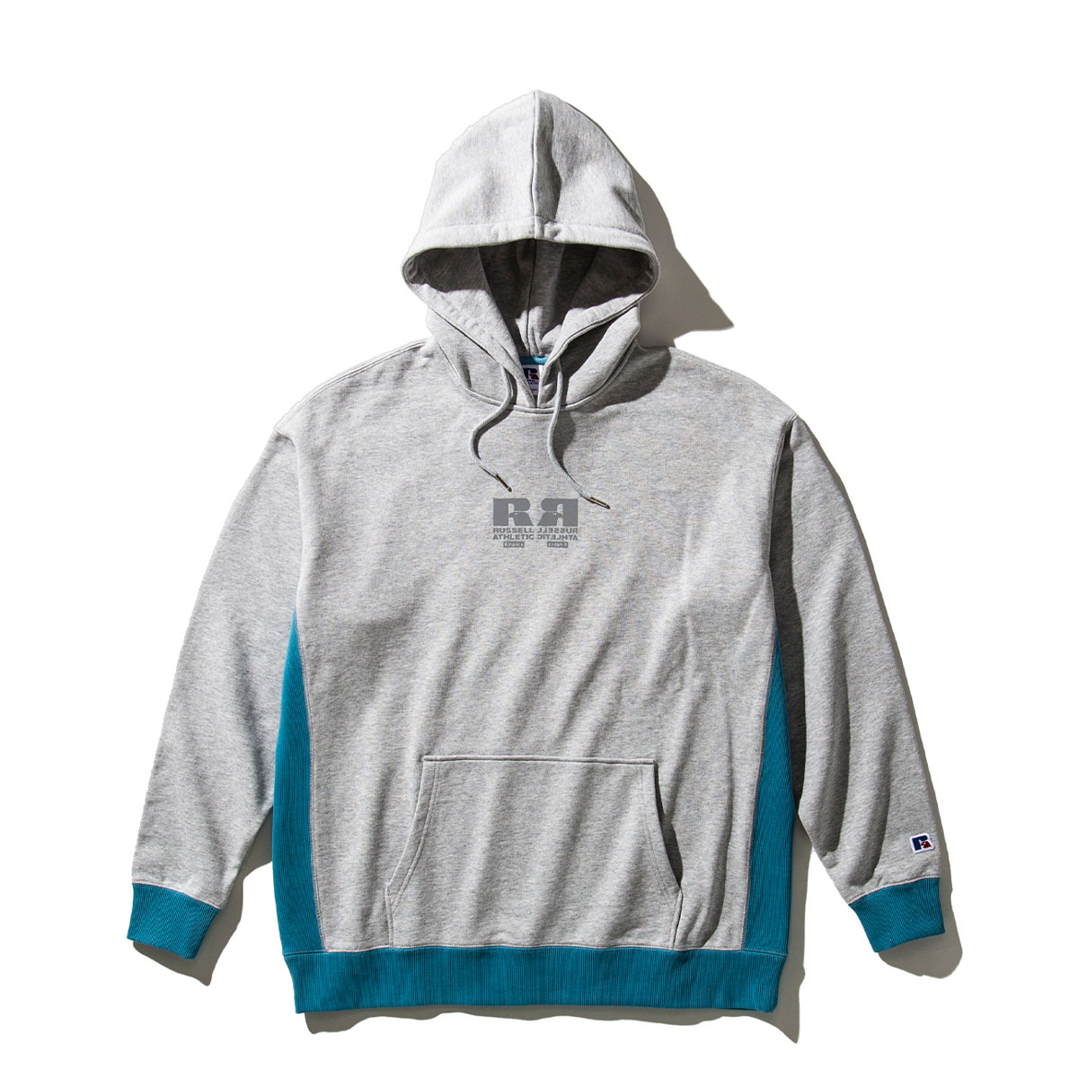 RUSSELL ATHLETIC × Kinetics REFLECTIVE HOODY(GREY)(ラッセル アスレチック x キネティクス リフレクティブ フーディ スウェット ヘビーウェイト グレー)ビッグシルエット プルオーバー