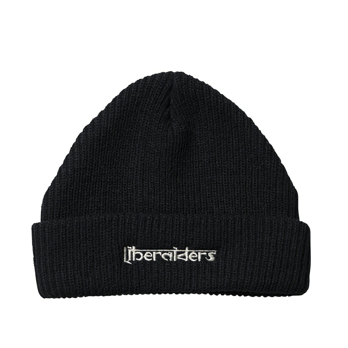 LIBERAIDERS EMBROIDERY BEANIE(BLACK)(リベレイダース エンブロイダリー ビーニー)【メンズ】【ビーニー ニット帽 ブランドロゴ 刺繍ロゴ】【24SS】