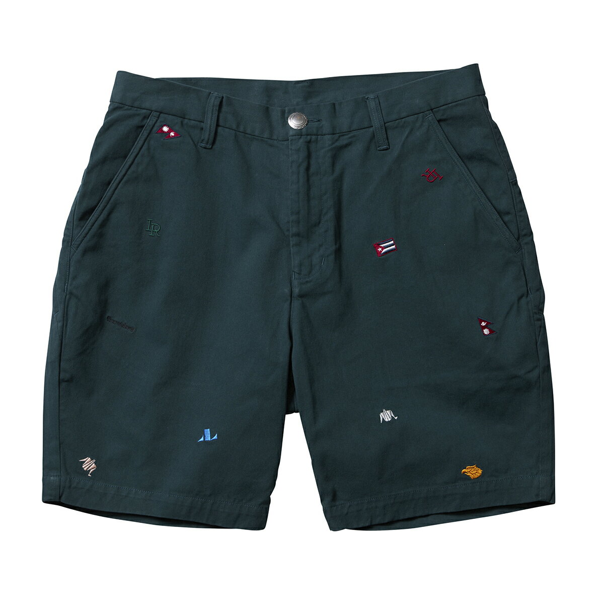 【ラスト1点】【50%OFF】Liberaiders LR EMBROIDERY SHORTS(GREEN)(リベレイダース LR エンブロイダリー ショーツ)【メンズ レディース】【ハーフパンツ ショートパンツ 短パン チノパン 刺繍】【24SS】