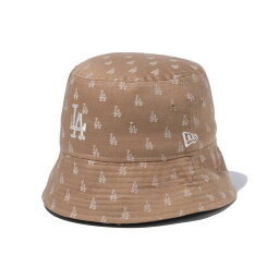 NEW ERA LOS ANGELES DODGERS JACQUARD BUCKET HAT(カーキ/クローム)(ニューエラ ロサンゼルス・ドジャース ジャガード バケットハット)【メンズ レディース】【帽子 総柄 MLB】【24SS】