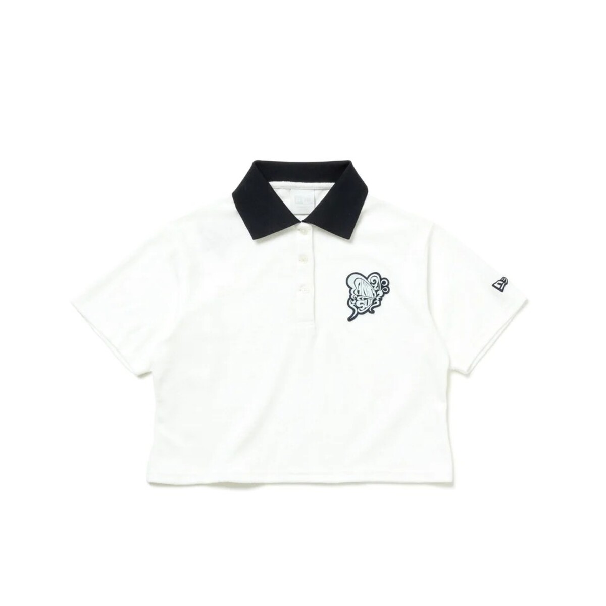 NEW ERA X ANNA SUI WOMEN'S PILE POLO SHIRT(ホワイト)(ニューエラ × アナ スイ ウーマンズ パイル シャツ)【レディース】【ポロシャツ ショート丈 セットアップ可能 ANNASUI コラボ】【24SS】