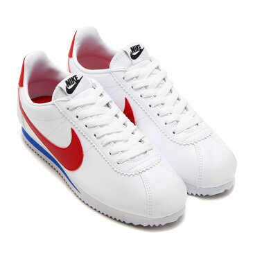 NIKE WMNS CLASSIC CORTEZ LEATHER (WHITE/VARSITY RED-VARSITY ROYAL) (ナイキ ウィメンズ クラシック コルテッツ レザー) 【Kinetics】【レディース】【スニーカー】【19SU-I】