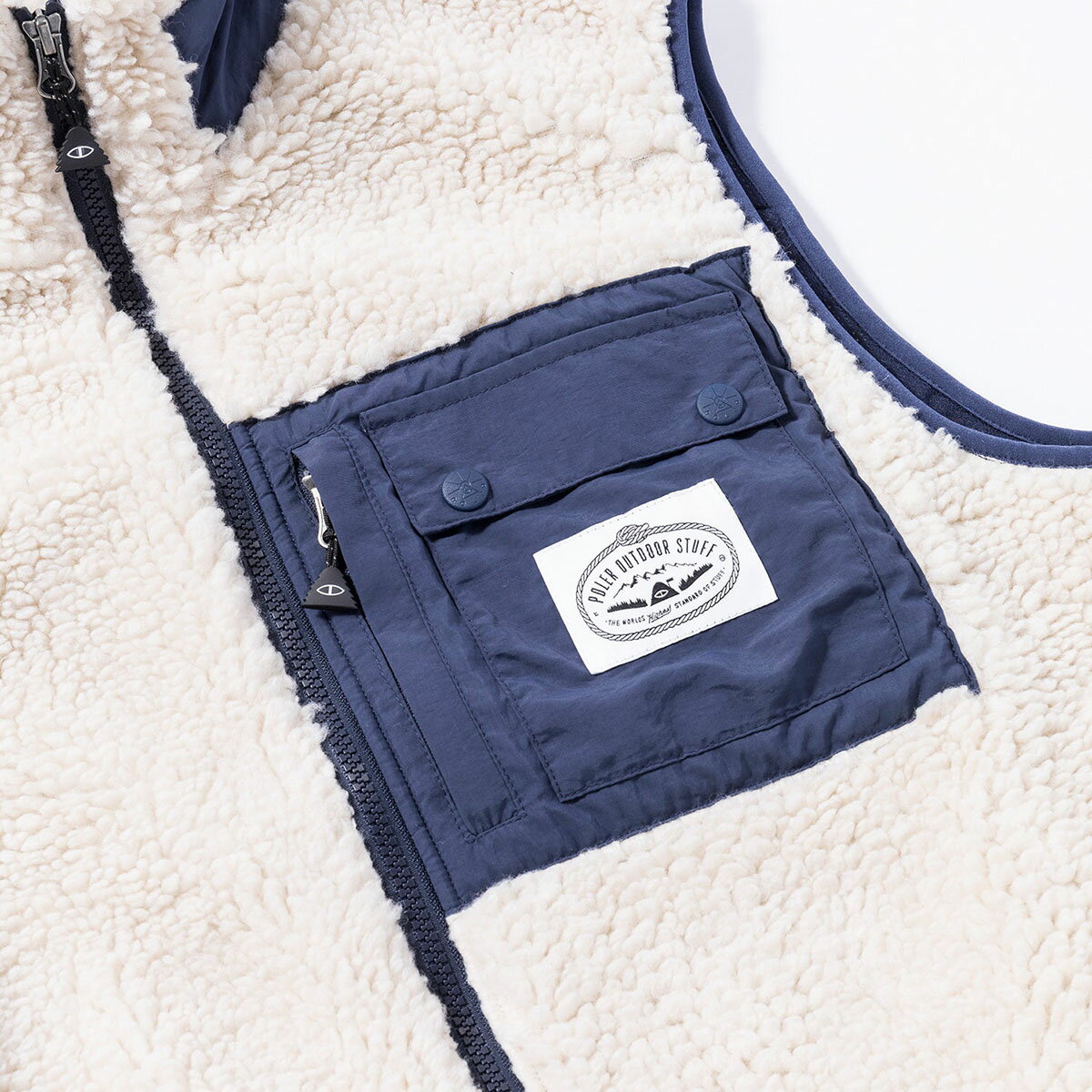 【40%OFF】POLER JACQUARD SHERPA VEST(BEIGE)(ポーラー ジャガード シェルパベスト)【メンズ レディース】【ジャガード生地 ベーシック 防寒インナー】【24FW】