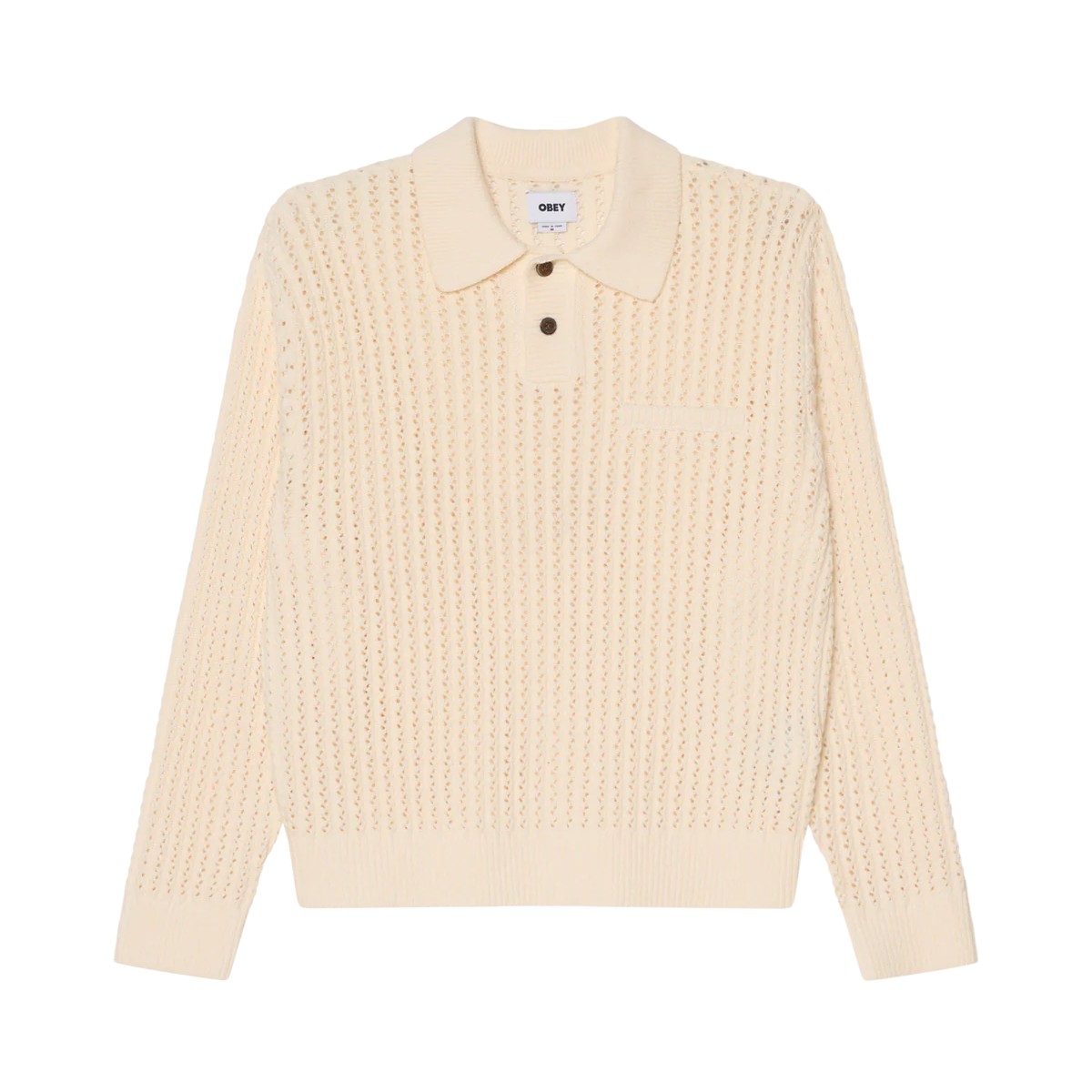 OBEY DUANE POLO SWEATER (NATURAL) (オベイ デュアン ポロ セーター)【メンズ レディース】【トップス ポロセーター ニットポ...