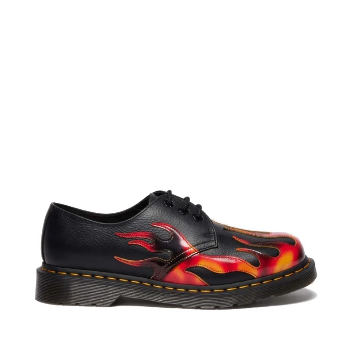 Dr. MARTENS 1461 FLAME 3 HOLE SHOE (BLACK+VIBRANT RED+DMS YELLOW) (ドクターマーチン 1461 FLAME 3..