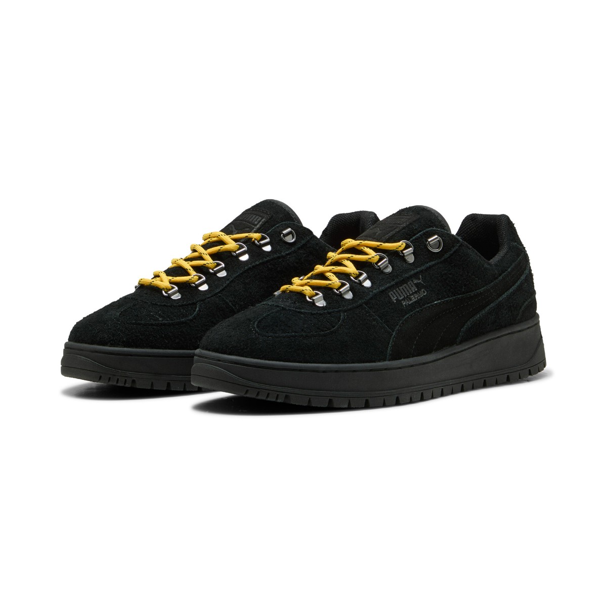 PUMA PALERMO ALPINO FUZZY (PUMA Black-Yellow Sizzle) (プーマ パレルモ アルピノ ファジー)【メンズ】【スニーカー ローカットシューズ ラグソール ブーツライク ブラック】【25FW】