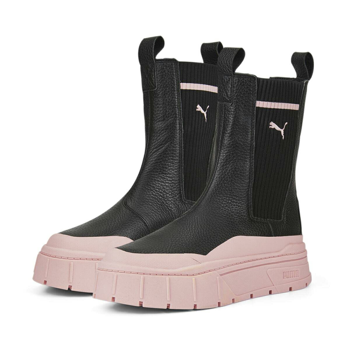 【ラスト1点 サイズ:23.5cm】PUMA MAYZE STACK CHELSEA C WNS(BLACK×ROSE QUARTZ)(プーマ メイズ スタック チェルシーC ウィメンズ)【レディース】【ブーツ チェルシーブーツ サイドゴア 厚底】【2022FW】