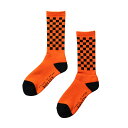RUTSUBO CHECKER SOCKS(ORANGE/BLACK)(坩堝 チェッカー ソックス)【メンズ レディース】【靴下 ユニセックス ジャガード チェック柄 綿混】【24FW】(4)