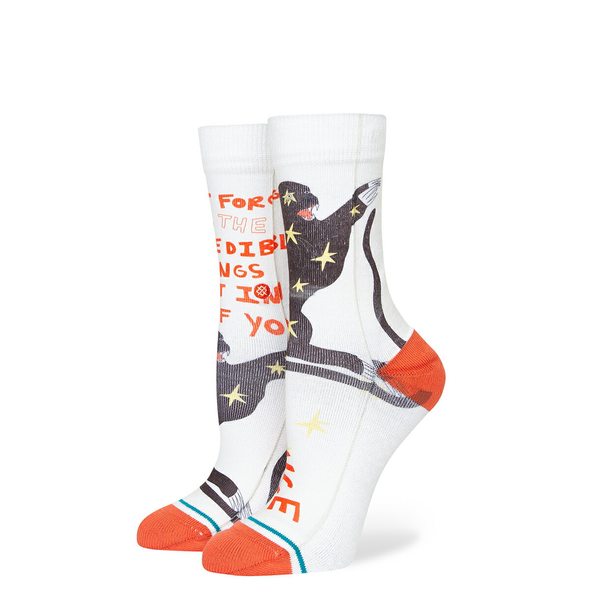 STANCE INCREDIBLE THINGS(WHITE)(スタンス インクレディブル スィングス)【レディース】【ソックス クルー丈 アニマル柄 ビッグプリント】【25SS】