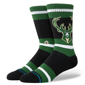 【30%OFF】STANCE PREP MIL(DARK GREEN)(スタンス プレップ ミルウォーキー・バックス)【メンズ】【靴下 クルーソックス NBA チームロゴ】【24FW】