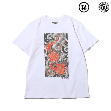 UBIQ “IREZUMI” T-SHIRT (Hevi & Botan) Designed by MUTSUO(WHITE)(イレズミ ティシャツ ヘビ アンド ボタン デザインド バイ ムツオ)【メンズ】【半袖】【18SP-I】