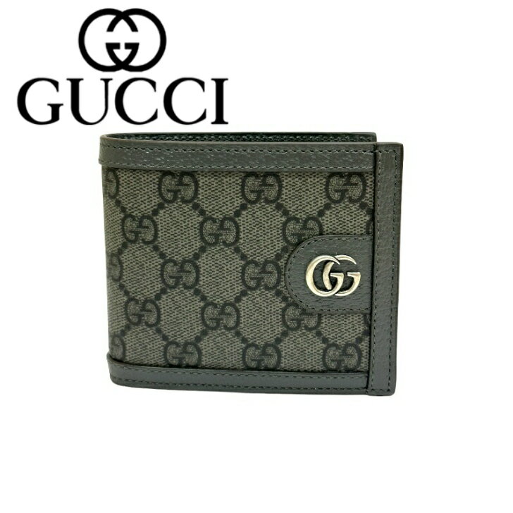 グッチ 革二つ折り財布 レディース 【未使用品】GUCCI グッチ 二つ折り財布 597609 ブラック　メンズウォレット