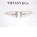 【中古特価】ティファニー TIFFANY&Co. 750 ホワイトゴールド Tワイヤー ブレスレット ラージ ダイヤモンド 17.5cm 8.6g