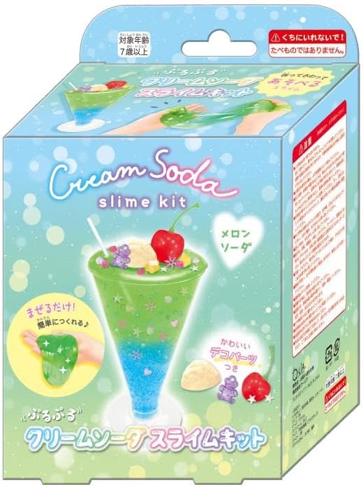 【新品 雑貨】クリームソーダスライムキット メロンソーダ クーリア スライム 工作 ラメ デコパーツ付 ぷるぷる 工作キット かんたん 楽しい おもちゃ キッズ プレゼント