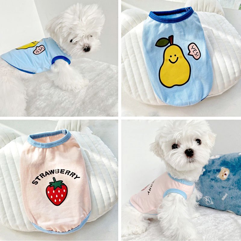 犬服 ドッグウェア ペットウェア 犬用Tシャツ フルーツ柄 ベスト 春夏 ペット服 犬ウエア 小型犬 送料無料のサムネイル