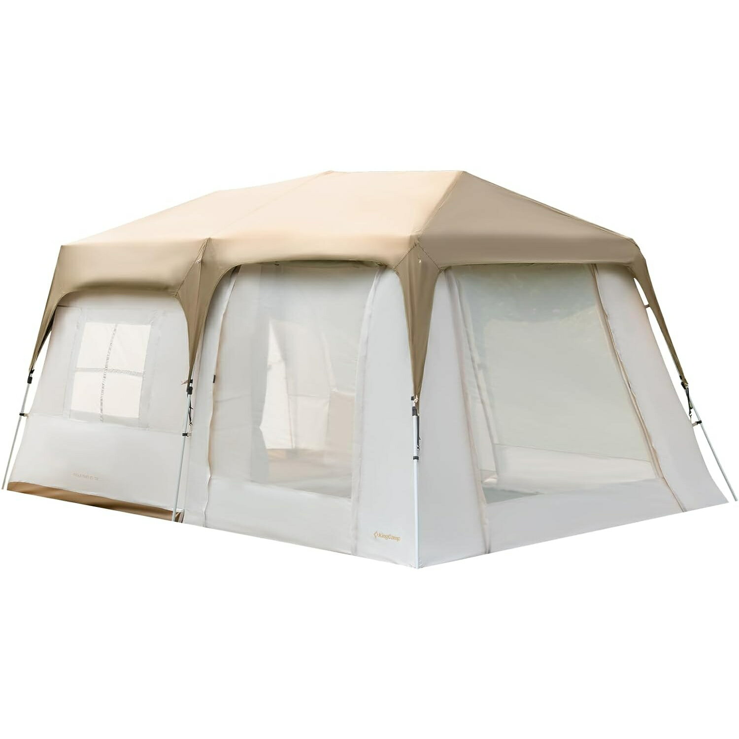 KingCampトンネルテント ワンタッチテント 4-8人用 アウトドア ポップアップ 簡単設営 防水PU3000mm 大型 日よけ メッシュタイプ 耐風性 コンパクト 収納袋付き キャンプ バーベキュー