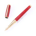 S.T.Dupont エス・テー・デュポン 万年筆 ラインD アトリエ 純正漆(マーブルチェリーレッド)/ゴールド EF【中古-良品】【smtb-f】