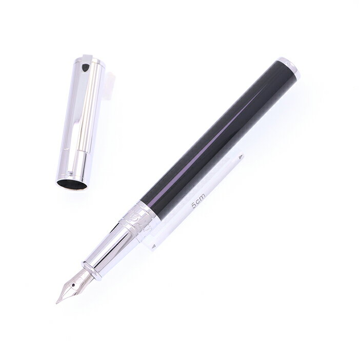 S.T.Dupont エス・テー・デュポン 万年筆 D-イニシャル ブラックラッカー/クロームキャップ/クローム M【中古-良上品】【smtb-f】