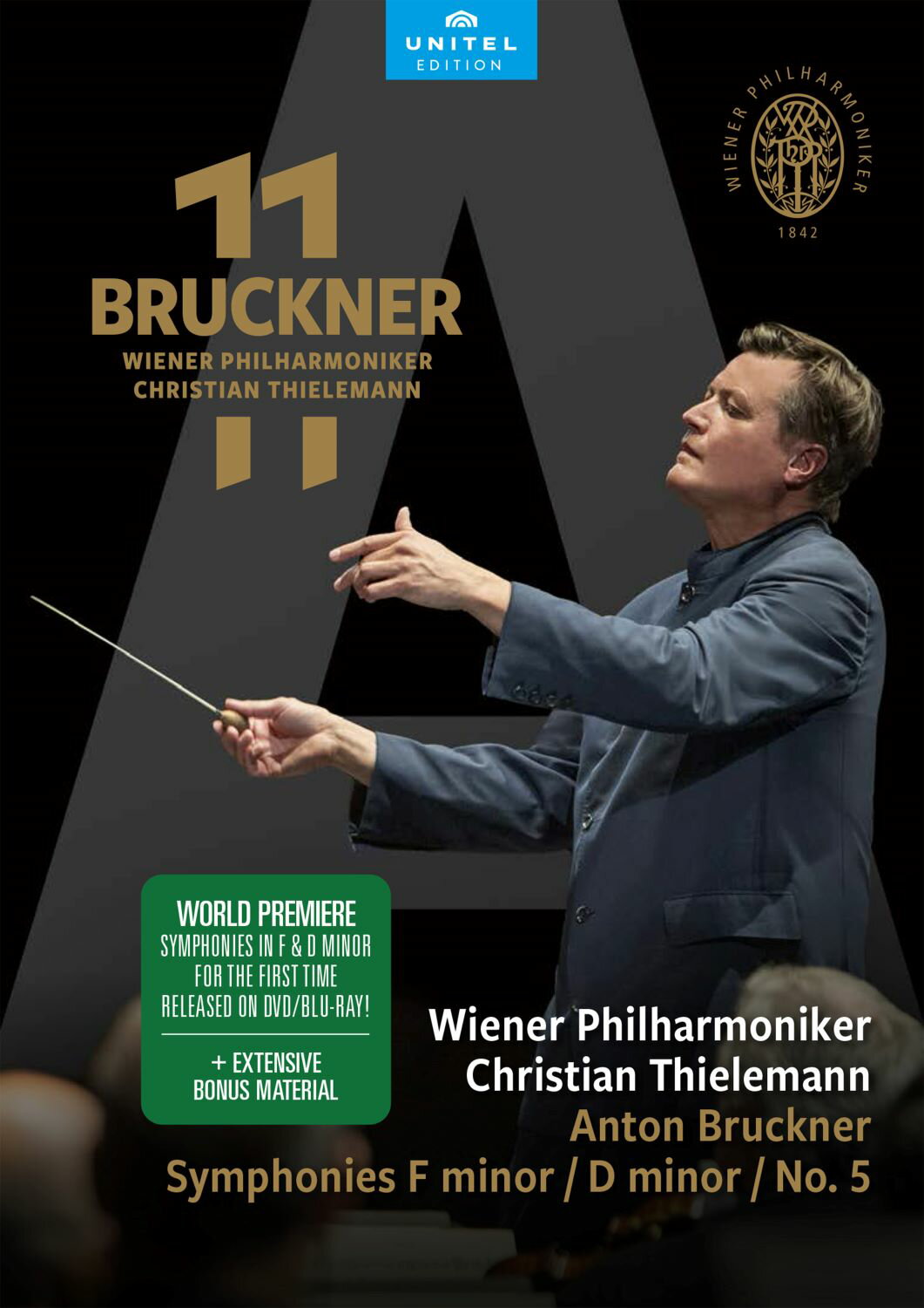 ティーレマン＆ウィーン・フィル ブルックナー生誕200年記念プロジェクト 「ブルックナー11／Bruckner 11」 第1弾は第00・0・5番 2021年3月ウィーン楽友協会無観客ライヴ収録！ ★2024年のブルックナー生誕200年に向けたティーレマン＆ウィーン・フィルによるプロジェクト「ブルックナー11/Bruckner 11」。すでにソニー・クラシカルからも第8，3，4，2番のCDがリリースされていますが、この度C majorレーベルから映像による全集がスタートします。第1弾としてリリースされるのは、第5交響曲、そして「習作交響曲」と呼ばれている「ヘ短調 WAB99」と「ニ短調 WAB100」をウィーン・フィル史上初めて演奏・収録しています。今回ティーレマンは番号付き交響曲9曲に加えて「習作交響曲」を演奏することについて以下のように述べています。「ブルックナーは9曲の交響曲を書いたのではなく、11曲の交響曲を書いたということです。人々はこの2曲をそれほど良い曲だとは思っていないかもしれないが、2曲ともに完成度は非常に高く、”これぞブルックナー”と感じることのできる部分が多くあります。またこの素晴らしいウィーン・フィルとブルックナーの11曲の交響曲をともに演奏する最初の指揮者という栄誉を思いかげず手にすることができたのは、驚きであり大きな喜びです。」 ★またこのセットには各交響曲についてティーレマンと音楽学者ヨハネス＝レオポルド・マイヤー氏とが語ったインタビューと、リハーサル風景を収録したボーナス映像が付属しています。その映像には、ティーレマン自身が特別だという交響曲第5番を最初に聴いた際の記憶も鮮明に語っています。「特別だと思う理由は、最初に聴いた時に感動したから。それは私が16歳の時、ベルリン・フィル、カラヤン指揮の演奏だった。私は茫然自失しフィルハーモニーの駐車場に向かった。これまでこんなに素晴らしい音楽は聴いたことがなかった。」 ★ベルリン・ドイツオペラ (1997年〜2004年) 、ミュンヘン・フィル (2004年〜2011年) 、シュターツカペレ・ドレスデン (2012年〜2024年) 、ザルツブルグ復活祭音楽祭の芸術監督 (2013年〜2022年) 、そしてバイロイト音楽祭での活躍など、今やドイツを代表する指揮者として着実にキャリアを積んでいるクリスティアン・ティーレマン (1959〜) 。ウィーン・フィルとは、2008年〜2010年にかけて収録された「ベートーヴェン交響曲全集」や2019年ニューイヤーコンサートなど何度も共演しています。またティーレマンはすでに手兵シュターツカペレ・ドレスデンとブルックナーの番号付き交響曲9曲を残しており (75-7504/KKC-9656) 、今回のウィーン・フィルとの録音も日頃からブルックナーへの熱い思いを語っていたティーレマンらしいプロジェクトと言えるでしょう。 収録情報 曲目・内容 ブルックナー：交響曲ヘ短調、ニ短調、第5番 / ティーレマン＆ウィーン・フィル アントン・ブルックナー： 交響曲ヘ短調 WAB99 (第00番「習作」) 交響曲ニ短調 WAB100 (第0番) 交響曲第5番変ロ長調 WAB105 ボーナス映像《ディスカヴァリング・ブルックナー》 各交響曲について (ティーレマンと音楽学者ヨハネス＝レオポルド・マイヤー氏による対話) アーティスト（演奏・出演） クリスティアン・ティーレマン (指揮) ウィーン・フィルハーモニー管弦楽団 レコーディング 収録：2021年3月ウィーン楽友協会 (無観客ライヴ) 映像監督：ベネディクト・ミロウ