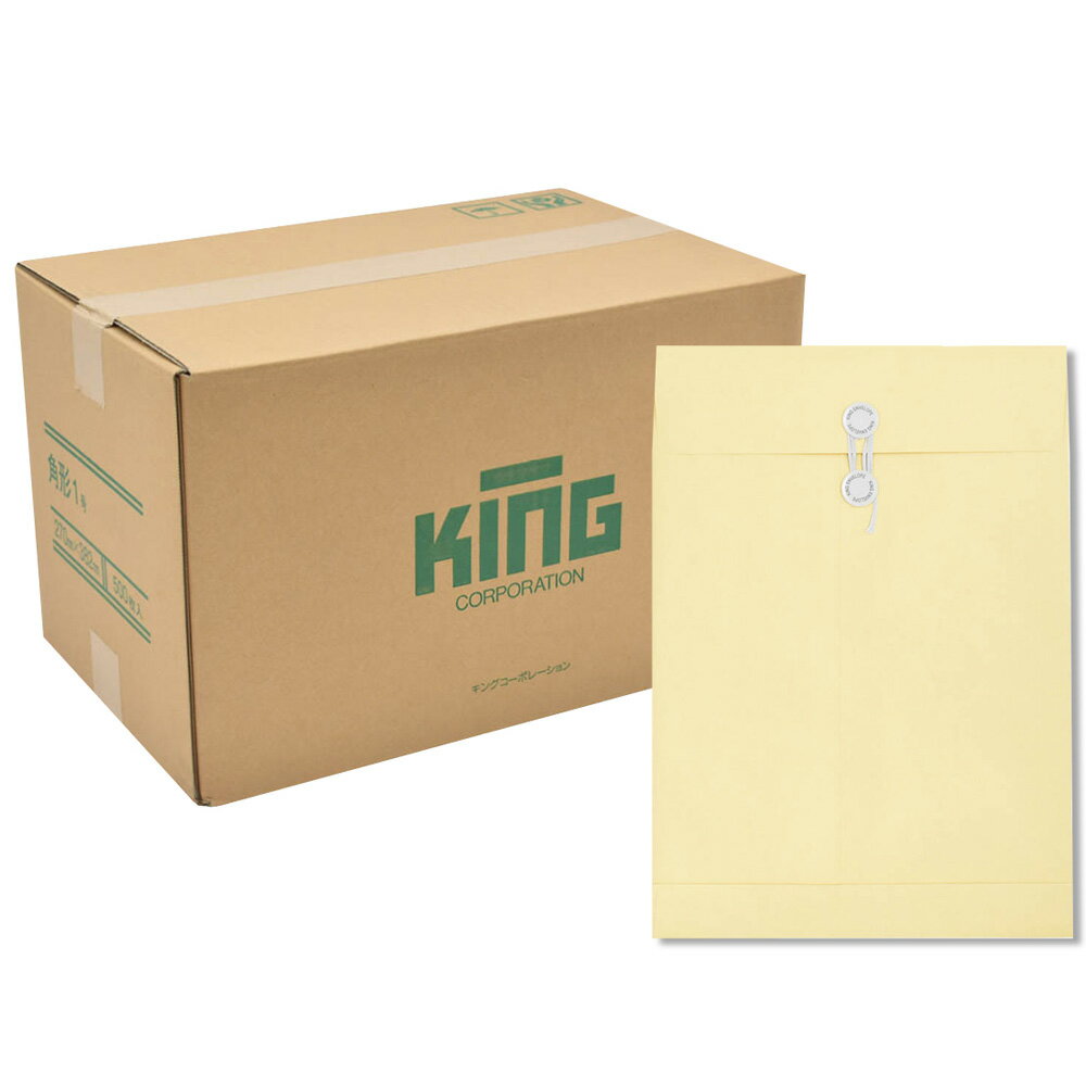 樂天商城 - キングコーポレーション 角形1号封筒 100枚 クラフト（OKゴールド） 120g 郵便枠なし 箱貼 ハトメシール付 茶 270×382×マチ35mm 110201