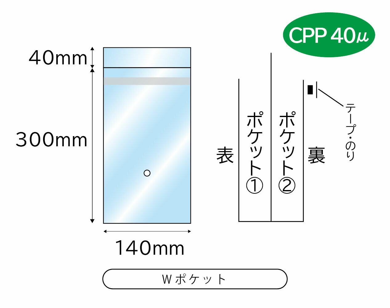 ���������� 1,000�� �ơ����� CPP40�� Ʃ�� W�ݥ��å� 140��300+40mm �ơ����� CHC1504 OPP�� TOWEL �����ݸ� ���ꥢ ��̳�� �¤�